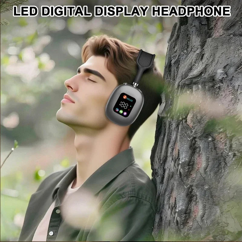 Wireless Headphone AKZ MAX600 Noise Cancelling Headphones Can Use Memory Card Hybrid With Touch Control LED Screen
