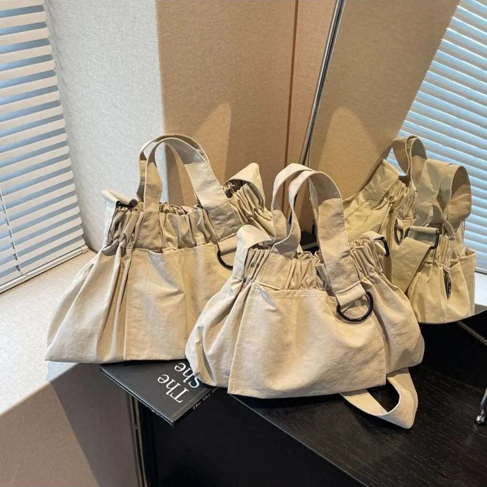 Casual Canvas Crossbody Bag Solid Color Large Capacity Shoulder Bag Portable Messenger Bags Women