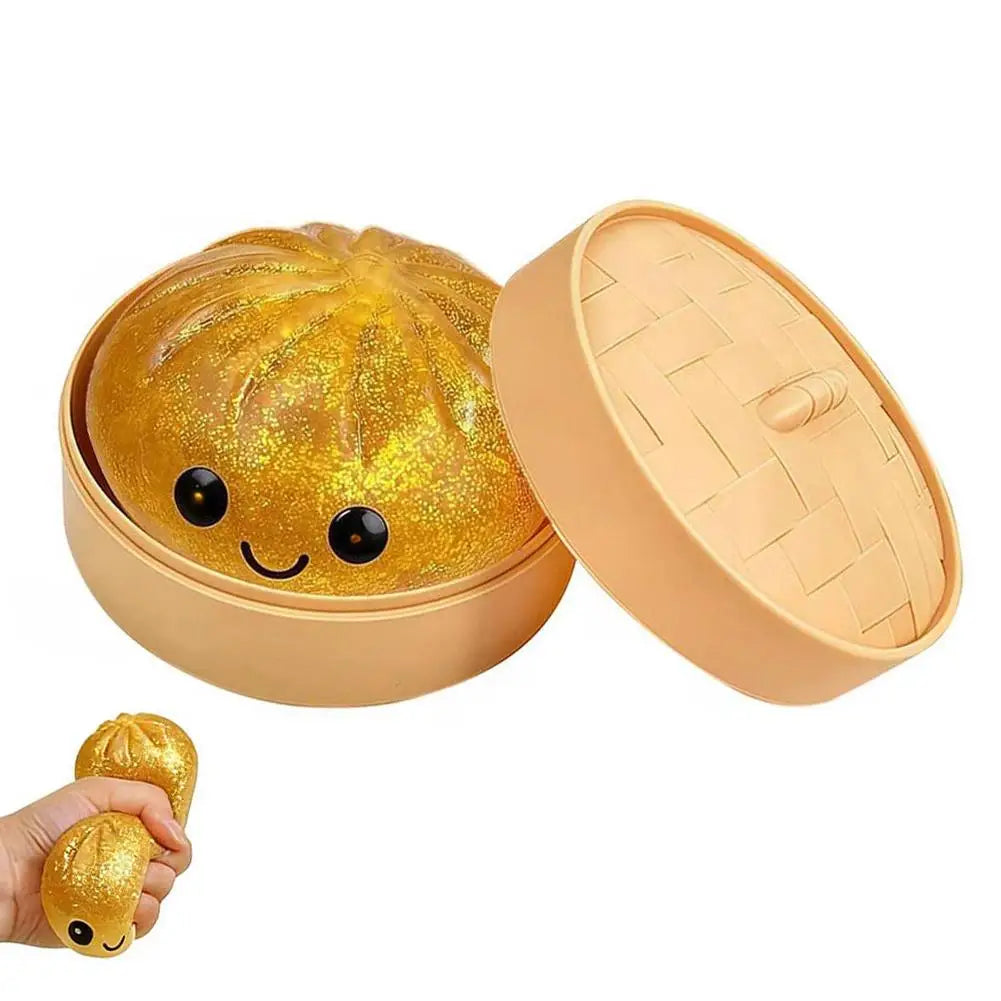 Simulation Flash Dumpling Pressure Ball Slow Rebound Soft Pinch Decompression Squishy Stress Relief Balls with Steamer