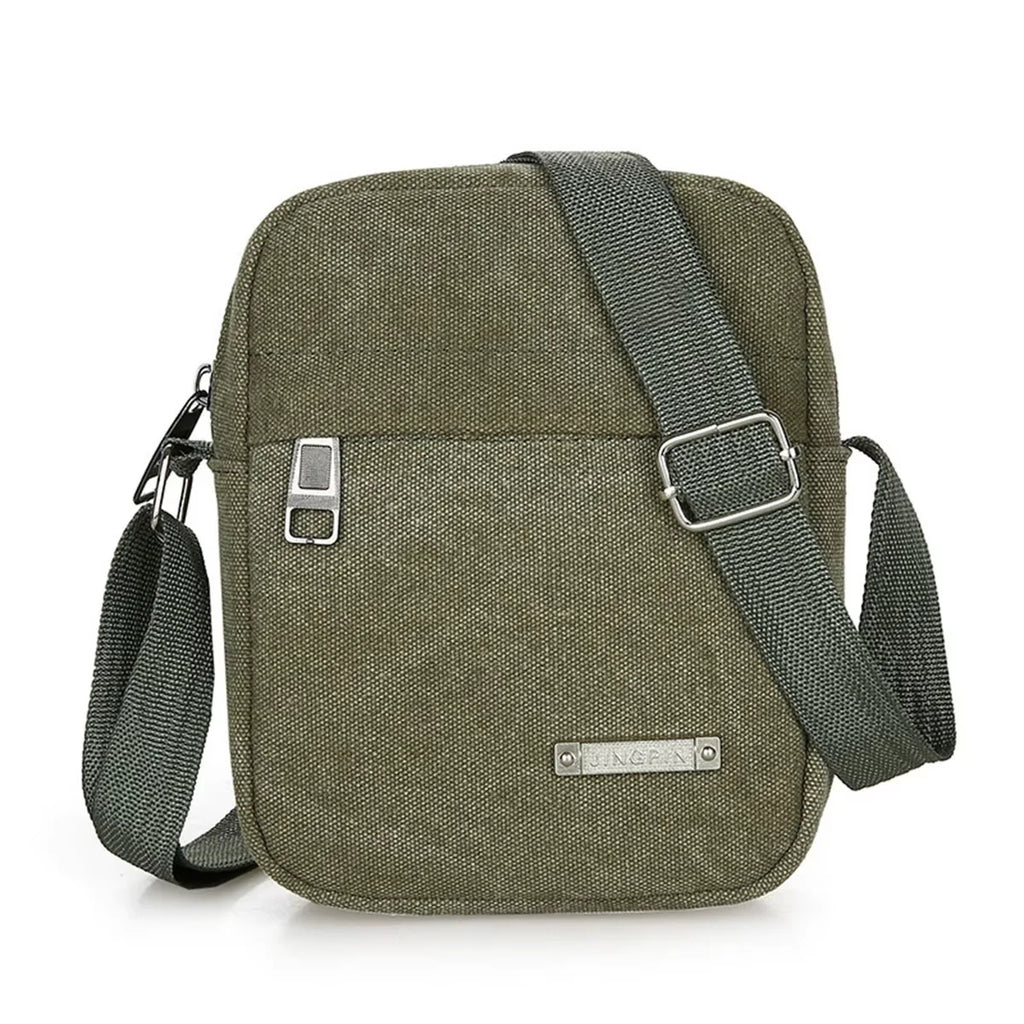 Men's Casual Canvas Shoulder Bag Crossbody Phone Pouch Small Backpack Leisure Tote Handbag for Men