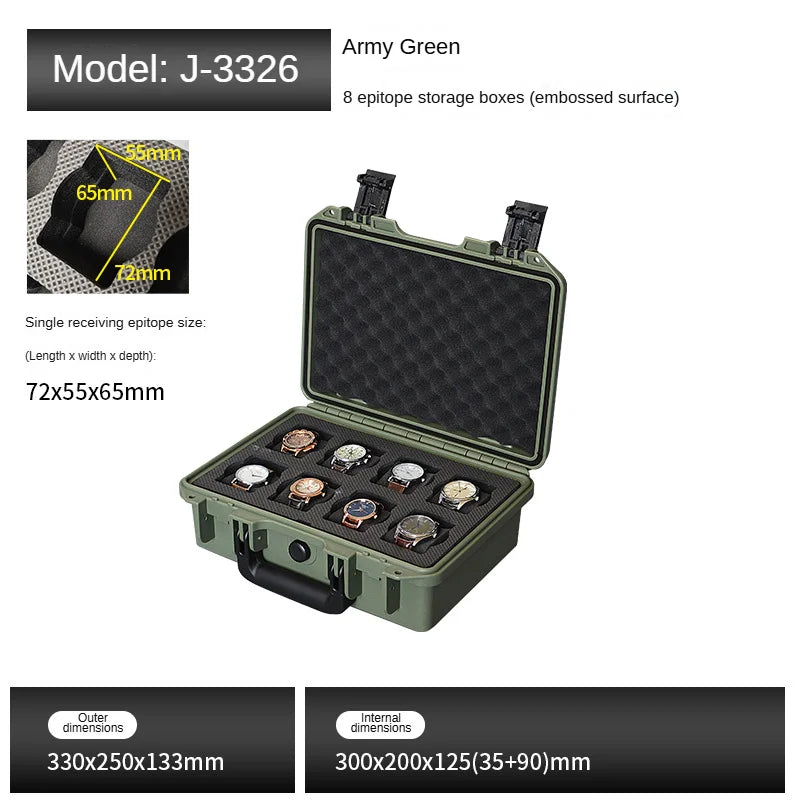 2/6/8/16/20 Slot Plastic Watch Box Safety Equipment Case Portable Tool Box Impact Resistant Case With Foam For Watches Storage