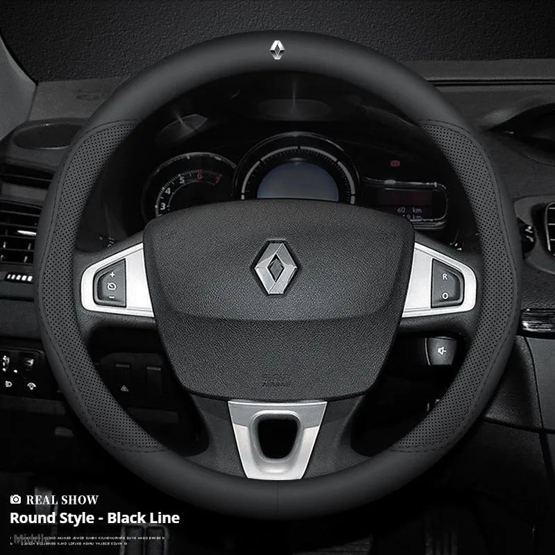 Car Steering-Wheels Cover 38cm Leather For Renault Clio Fluence Megane Laguna Talisman Captur Kadjar Kaptur Koleos Scenic Espace