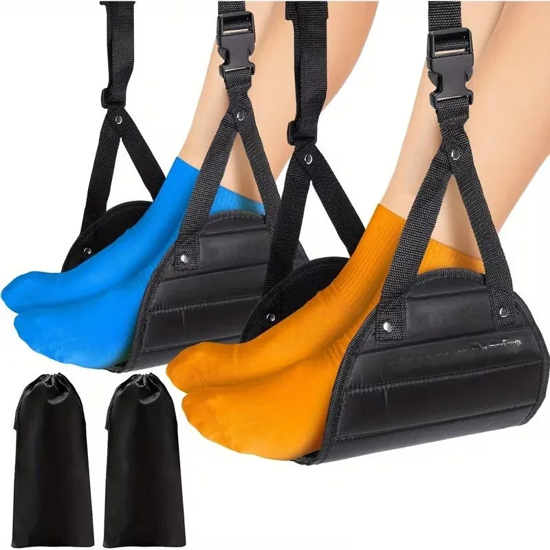1PC Portable Foot Hammock Adjustable Strap Office Airplane Travel Under Desk Resting Support Leg Relief Foot Rest