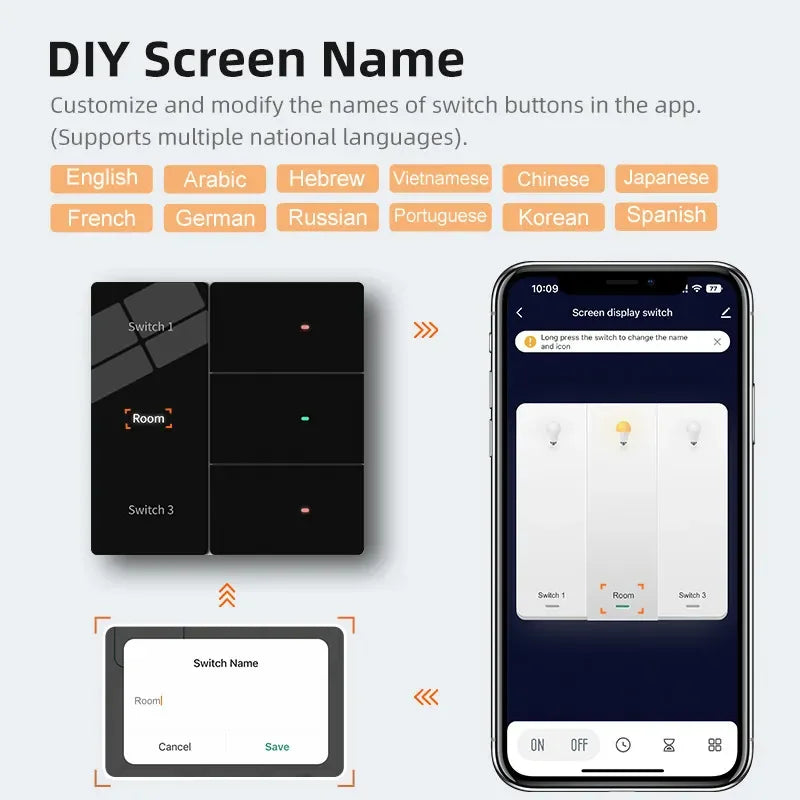 Tuya Smart Life Zigbee Smart LED Display Switch Supports Multi Language Settings APP Remote Control AI Voice Control AC100-240V