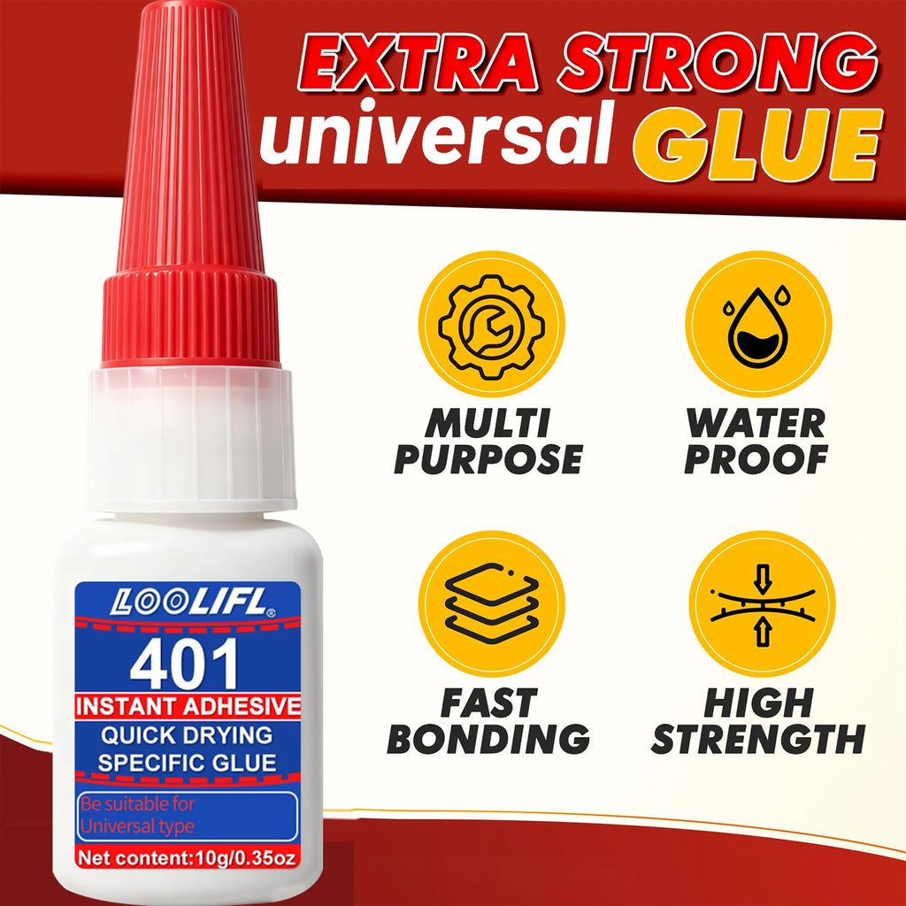 New LOOLIFL Super Glue Instant Strong Bond Adhesive Clear Fast Curing For Metal Plastic Wood Glass Ceramic Rubber Leather Repair