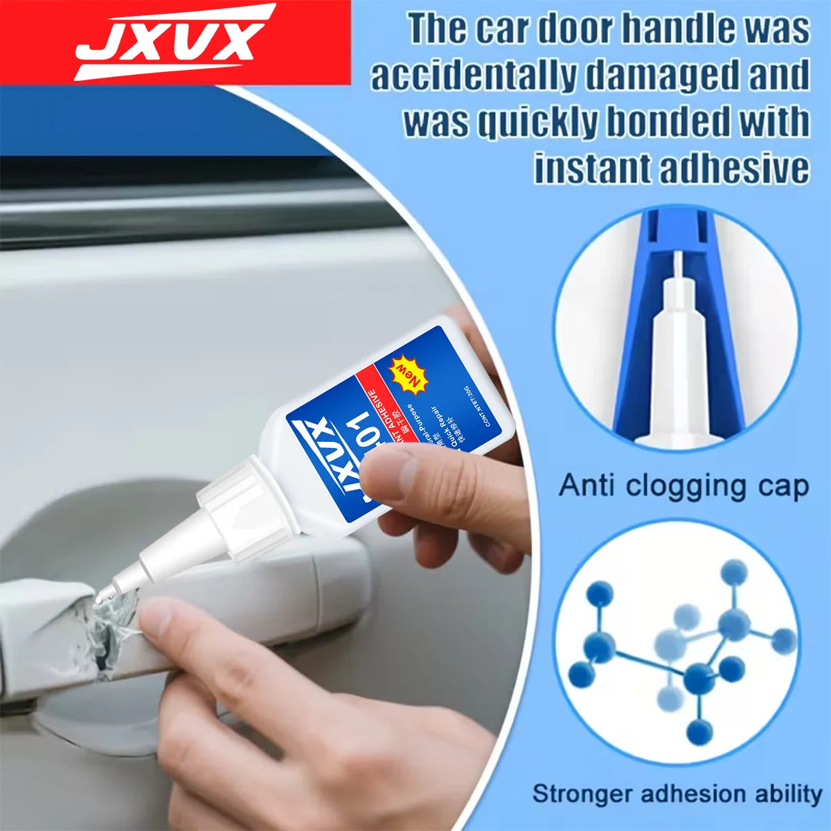 JXVX 20ml 401 Instant Strong Super Glue Universal Superglue Mighty Instant Glue for Resin Ceramic Metal Glass Fast Dry 1-3pcs.