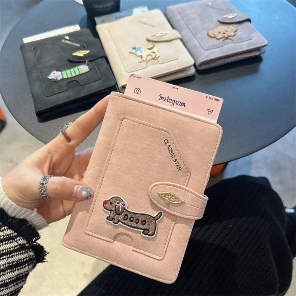 Cartoon Animals Design RFID Passport Cover Embroidered Dogs Ticket Clamp Cute Passport Cover Waterproof Material