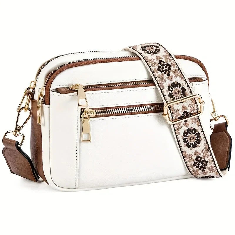 Retro fashion classic, women's multifunctional bag, zipper shoulder strap crossbody bag, small square bag, suitable for office w