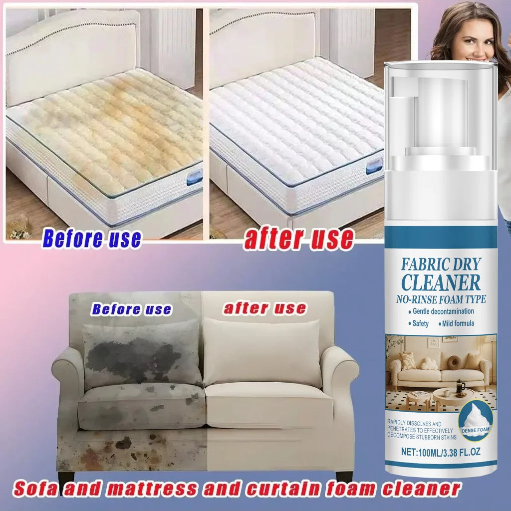 Fabric Sofa Foam Dry Cleaner Multi-Functional Cleaning Solution Clothing Stain Remover for Carpet Curtain No Water Needed Agent