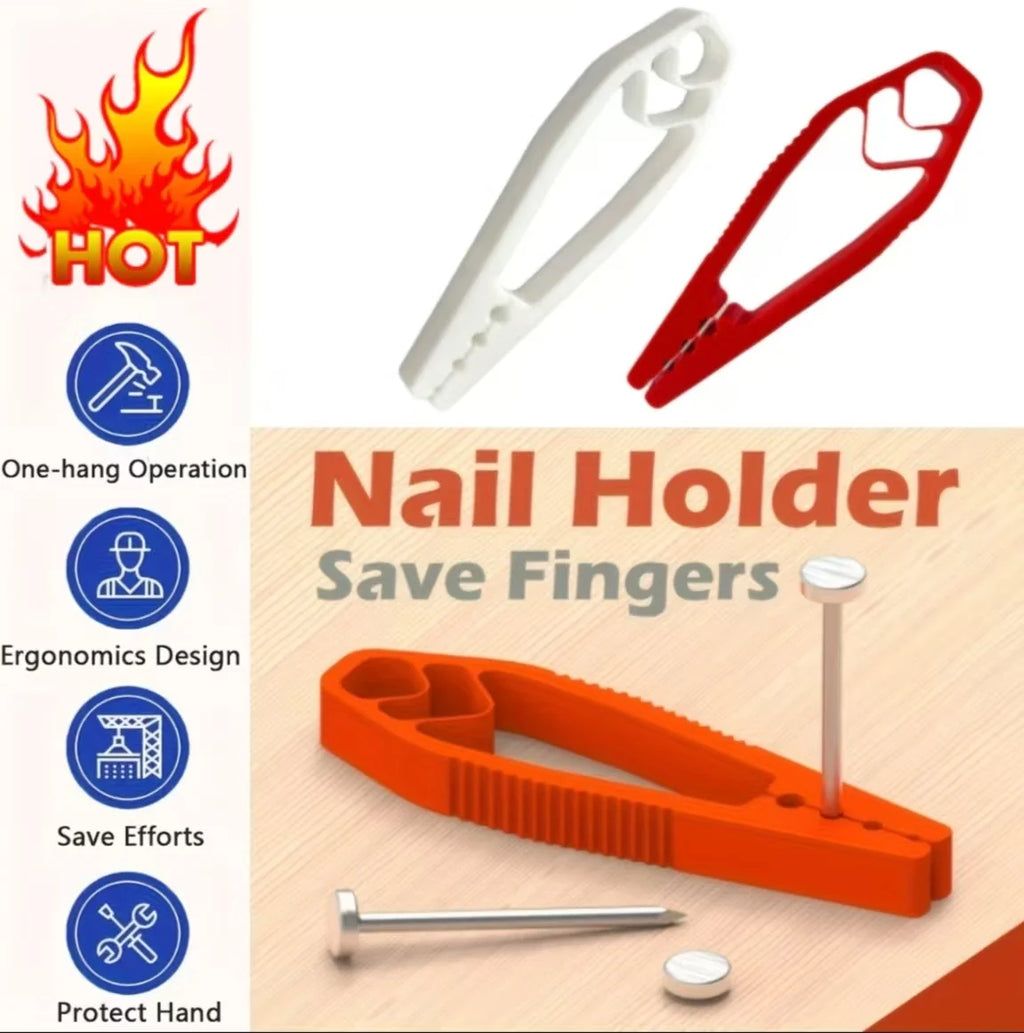 Safety Nail Holder Pliers, Plastic Slip Joint Finger Guard for Woodworking DIY Hammering