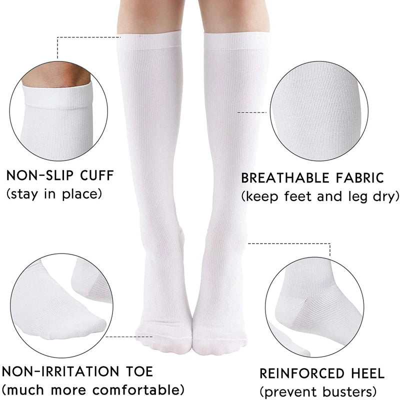 5 Pairs Compression Socks Women Medical Varicose Socks Diabetes Nurse Sports Socks Running Bicycle Basketball Football 20-30mmgh