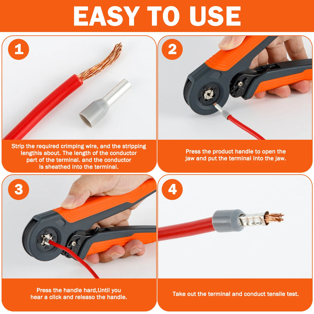 Ferrule Crimping Tool Kit , Ratchet Pliers  with Wire End Ferrule Terminals, Quadrilateral Wire Crimp Pliers with Crimp