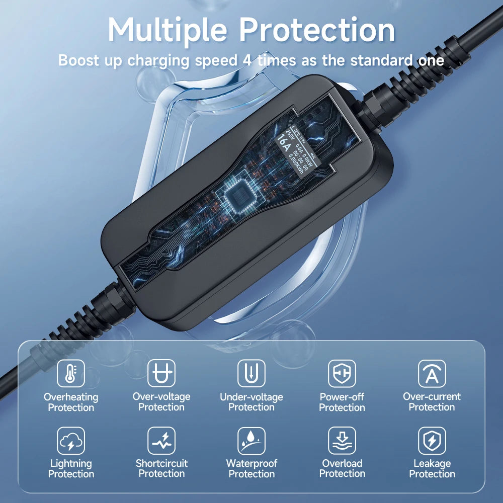 AFYEEV 16A 3.6kw 5m Type2 Type1 EV Charger Portable GBT Electric Vehicle Charger EVSE Charging Cable Safety and Reliable Wallbox
