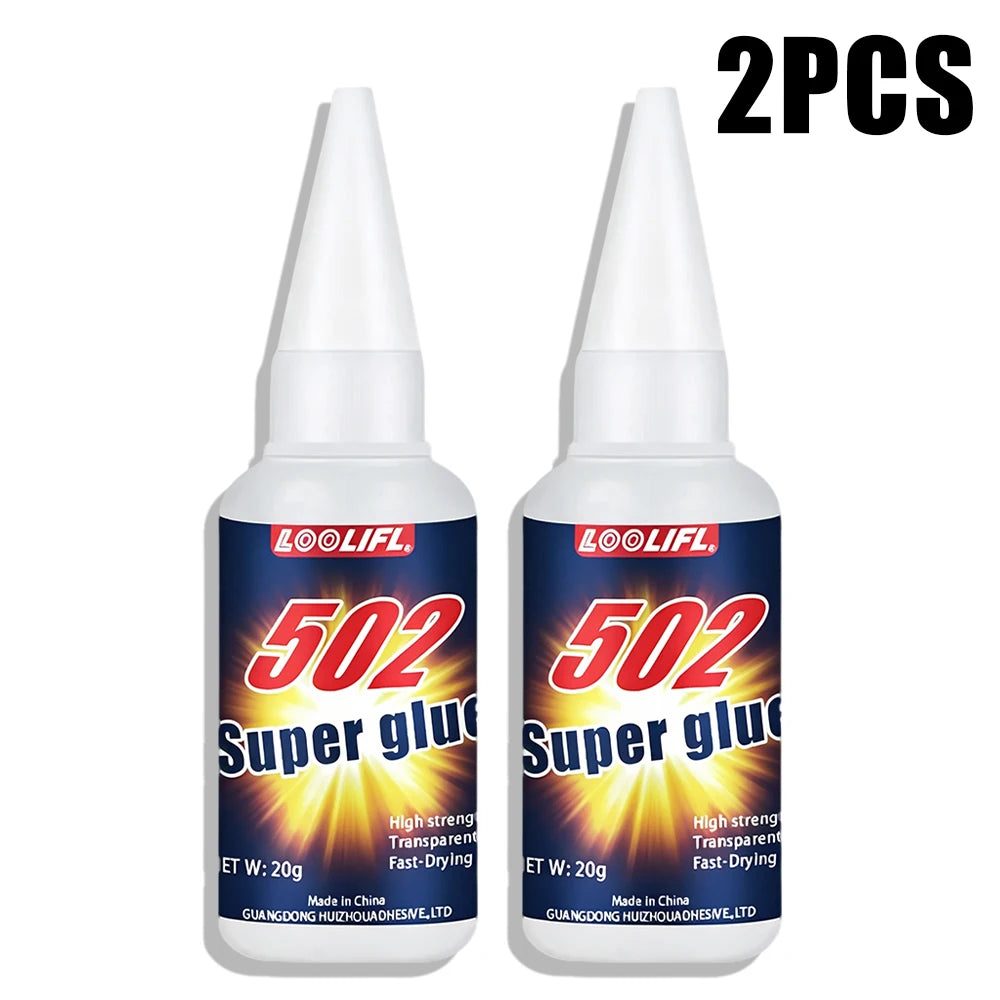 20g Clear 502 Super Instant Glue Fast Curing Strong Bond Low Odor Multi Material Repair Adhesive for Metal Plastic Wood Ceramic