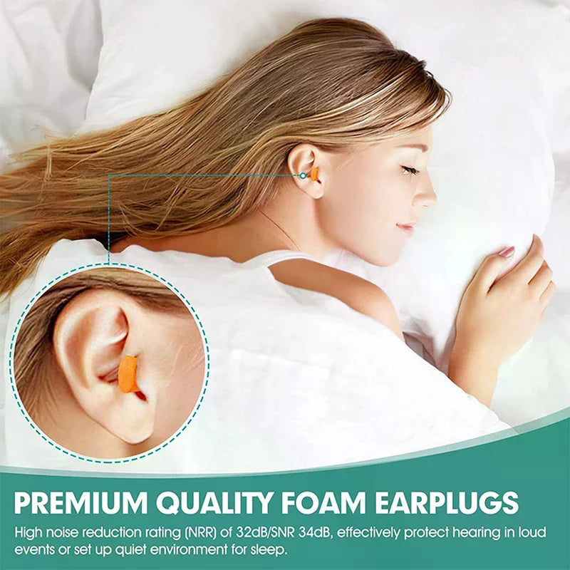 10Pairs Soft Orange Foam Ear Plugs Tapered Travel Sleep Noise Prevention Earplugs Noise Reduction Insulation Ear Protection