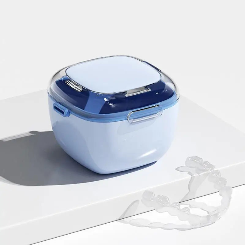 Denture Case with Lid Portable Denture Box for Travel and Daily Cleaning