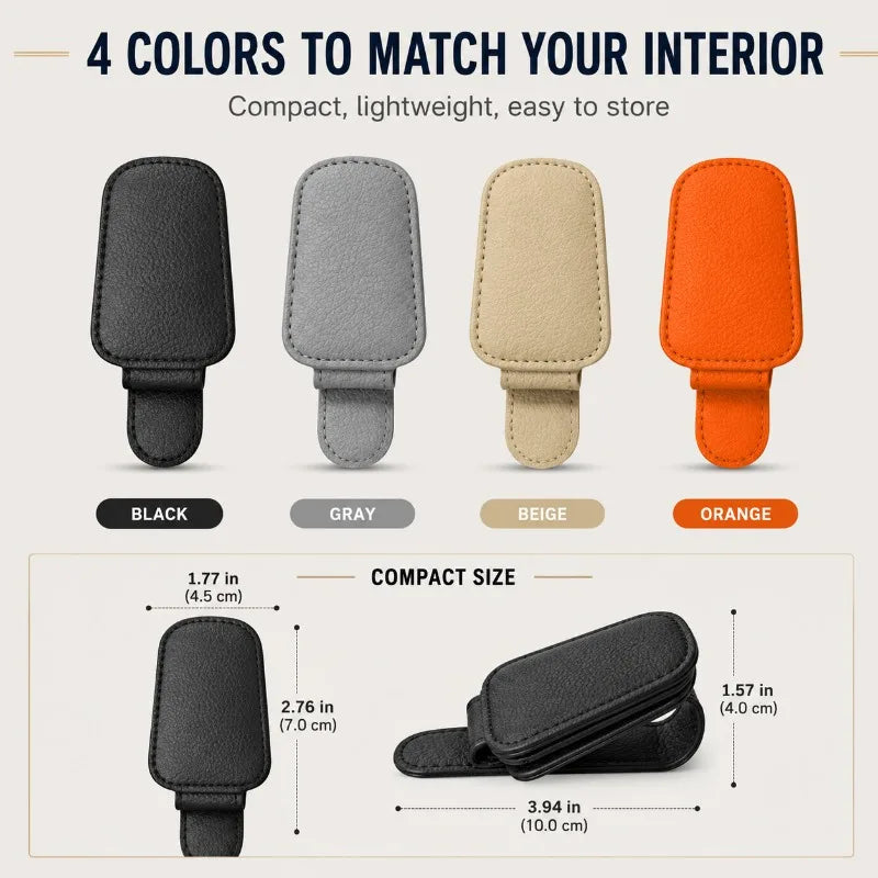 Auto Sun Visor Glasses Holder Magnetic PU Leather Clip Eyewear Card Receipt Organizer Car Interior Accessory