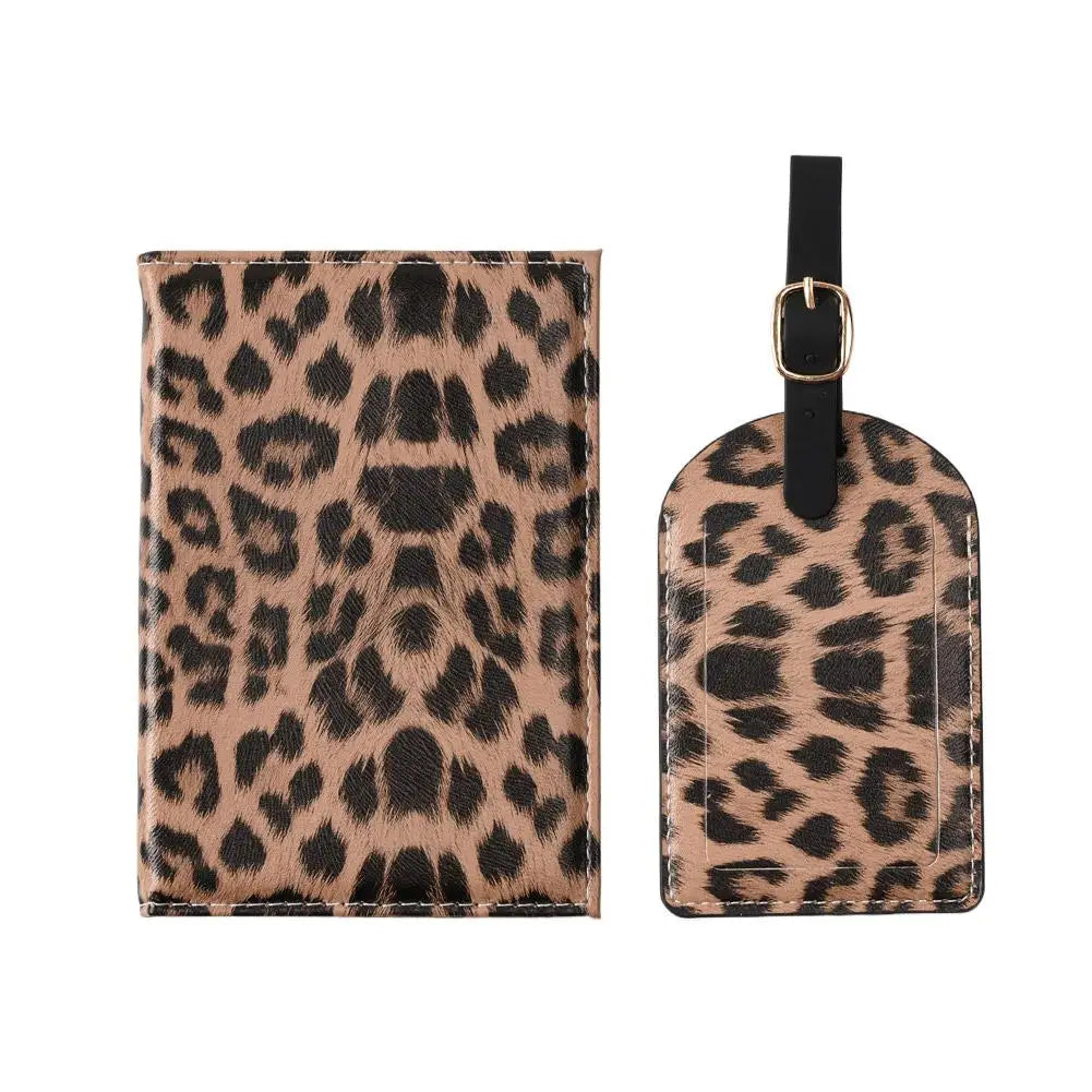 Leopard Print PU Leather Passport Cover Holder  Travel Accessories Set Slim Wallet Ultra-thin Cardholder Pouch ID Card Slot