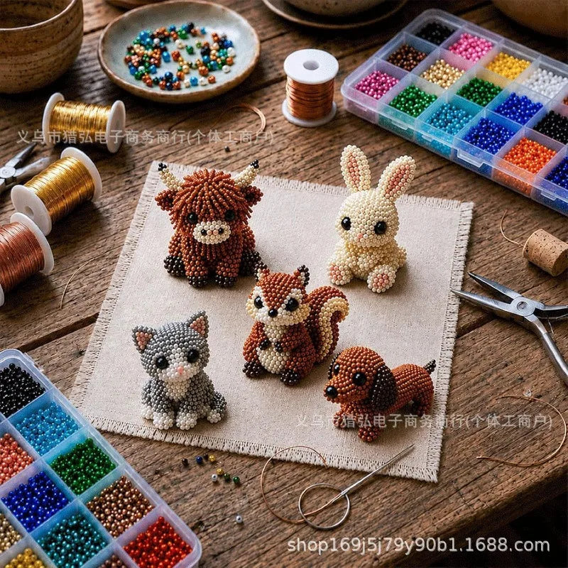 DIY 3D Animal Bead Set Material Handmade Bead Making Material Package Creative Fun Handmade Craft Accessory Gift Craft Kits