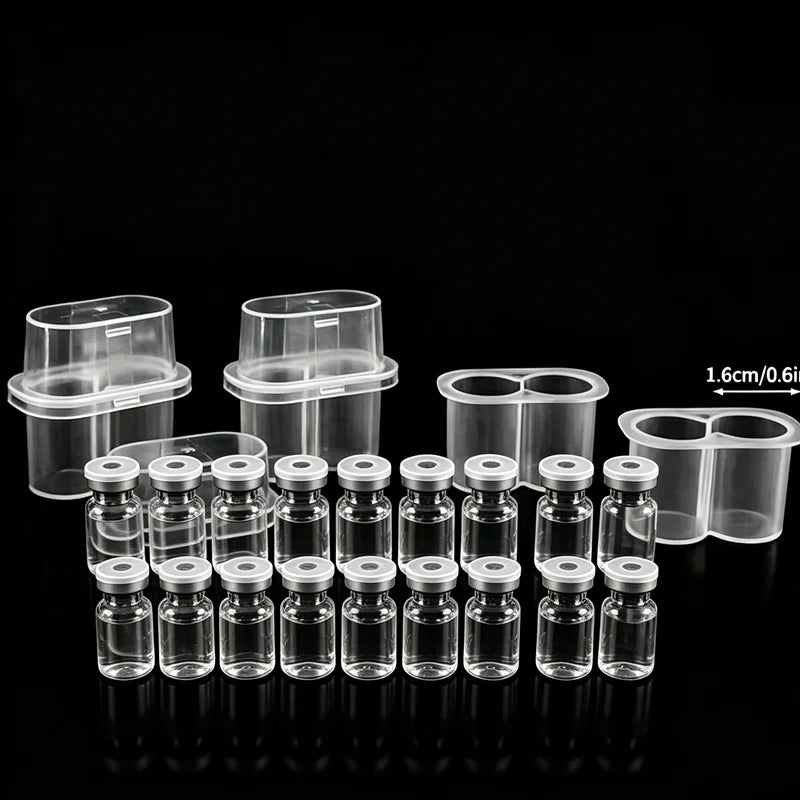 2-Slot 3ml Vial Storage Box Plastic Peptide Storage Case for Freezer Tube Stackable Vial Organizer Box Clear Peptide Case
