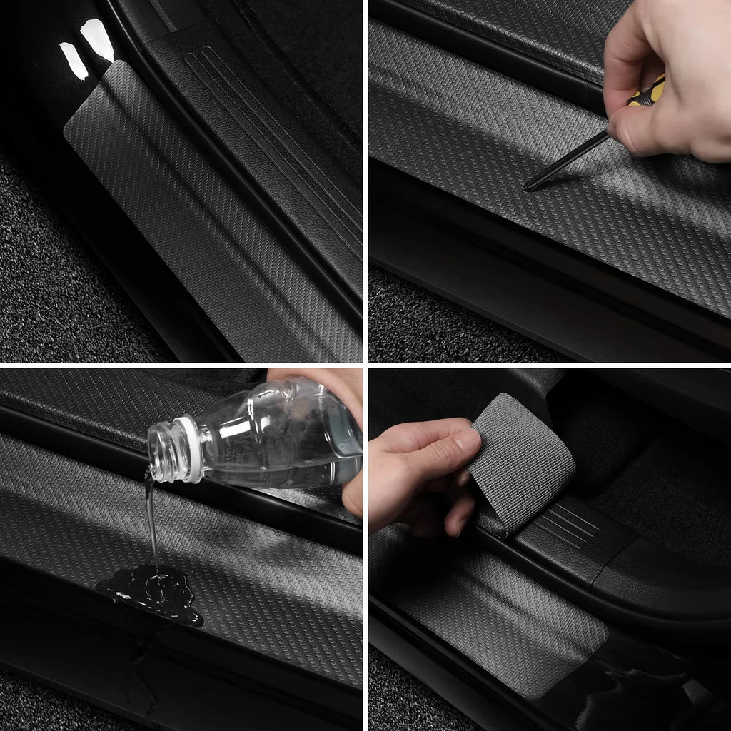 4Pcs/set Car Logo Threshold Strip Door Sill Protectio Sticker For Mercedes Benz A C E Class GLE GLB GLC W205 W212 W213 X253