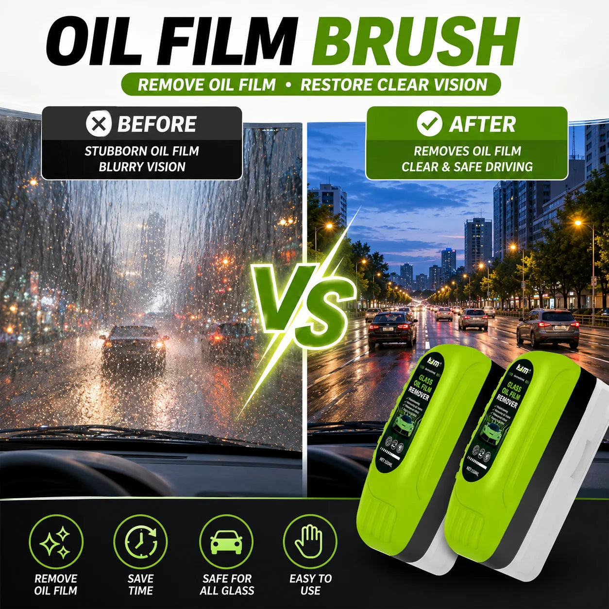 Car oil film cleaning agent, window front windshield rainproof and anti fog agent, coating remover Accessories