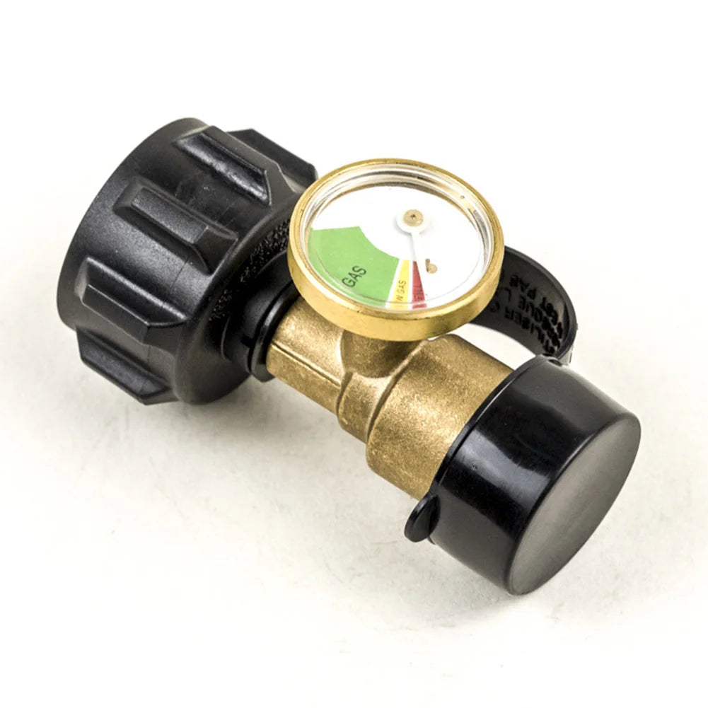 Propane Tank Gauge Level Indicator Color Coded Propane Adapter Gauge Brass Propane Gas Gauge for Gas Cylinder Camping Stove