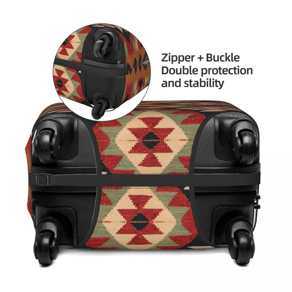Vintage Turkish Kilim Suitcase Cover Washable Bohemian Geometric Diamond Tribal Ethnic Art Luggage Covers Protector