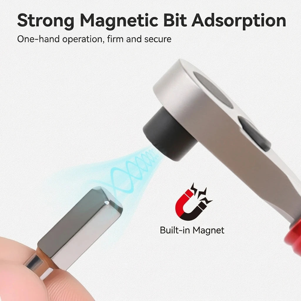 1/4 Inch Mini Ratchet Screwdriver, Compact Hex Bit Handle Tool for Tight Spaces, Auto Repair, Bike Maintenance & DIY Projects