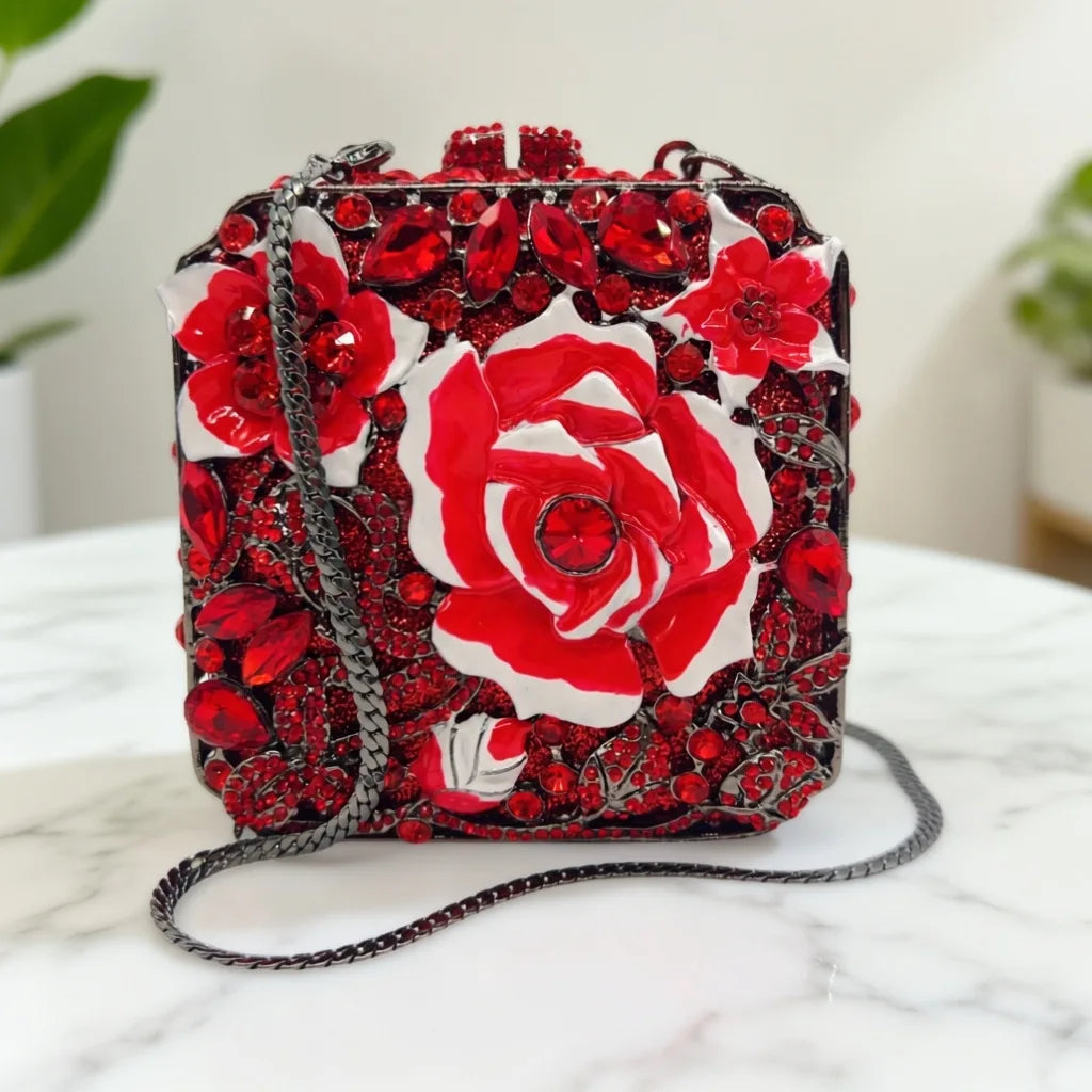 Crystal Bag Diamond Light Luxury Oil Drop Rose Dinner Banquet Party Annual Meeting Handbag Girl