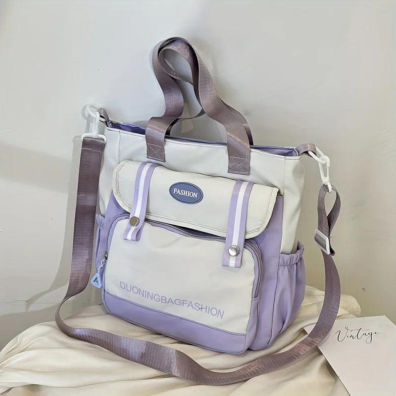 Korean Women's Bags Large Capacity Student Book Bag Unisex Shoulder Bag Multiple Pockets Crossbody Bag
