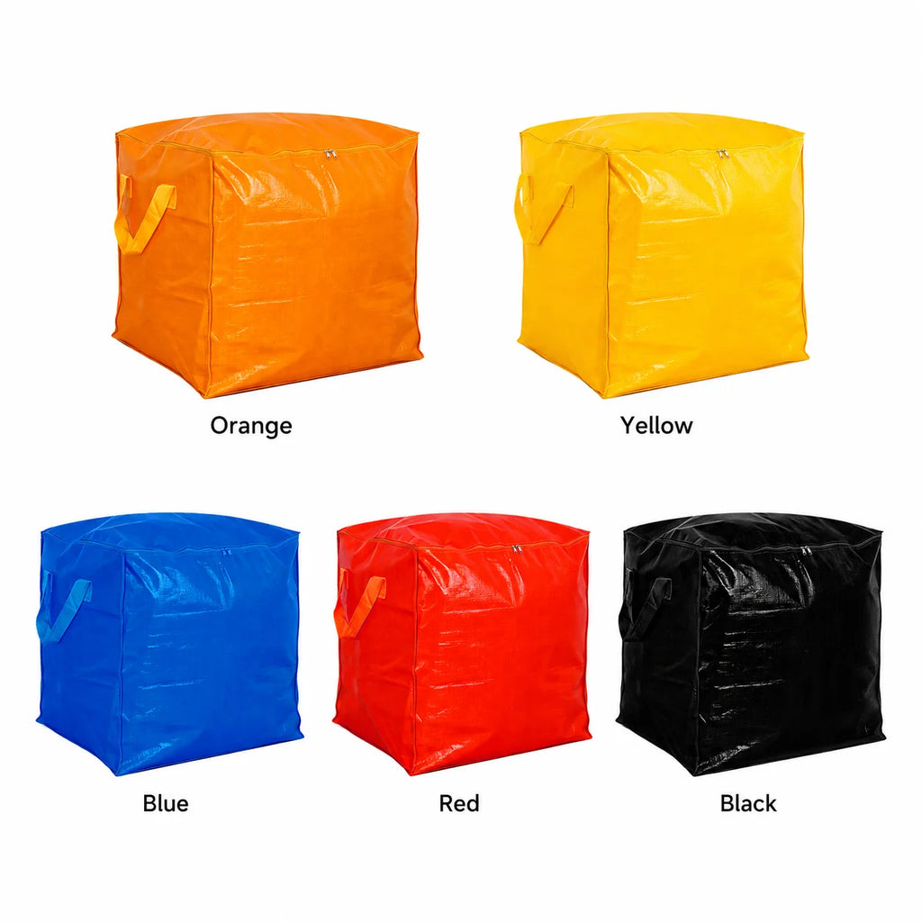 75-240L Large Capacity Moving Bag Woven Storage Bag with Handles Zipper for Clothes Bedding Travel Home Closet Organizer