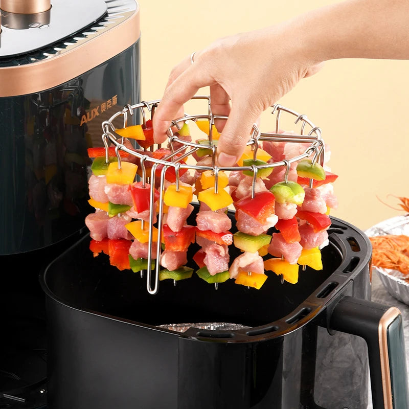 12/24/48 Skewers  Air Fryer Stainless Steel Grill Vertical Skewer Hanging Oven Kebab Rack Kebab Holder Kitchen Gadgets Grill