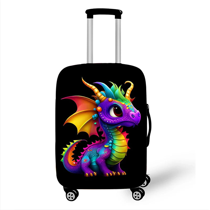 Cute Dragon Baby Print Luggage Cover Fantasy Animals Accessories Elastic Trolley Case Protective For Travel Anti-dust Covers