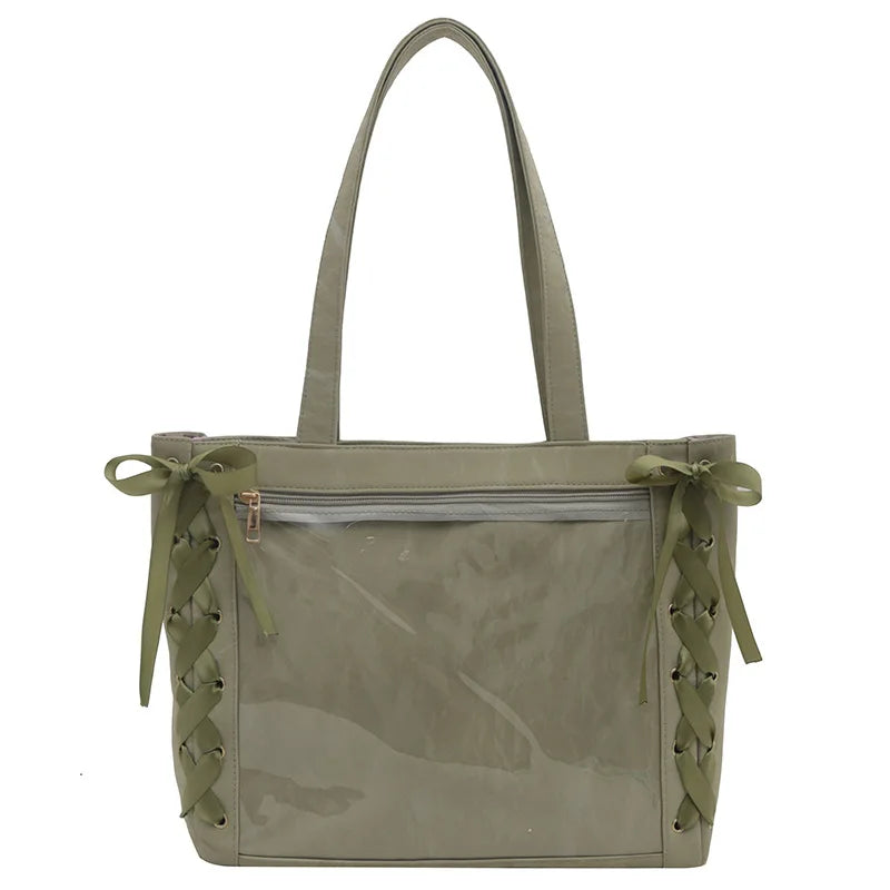 Jk Elegant and lovely leisure Ita bag Women's shoulder bag Leather sweet lolita Japanese transparent fashion handbag