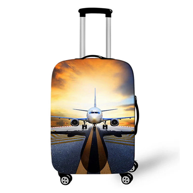 3D Aircraft Travel Suitcase Cover Elastic Fabric Luggage Protective Cover 18-32 Inch Thicken Trolley Case Cover Travel Accessory
