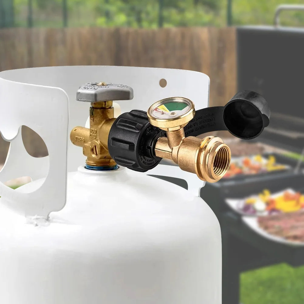 Propane Tank Gauge Level Indicator Color Coded Universal Propane Gauge Propane Adapter Gauge for Gas Cylinder Camping Stove