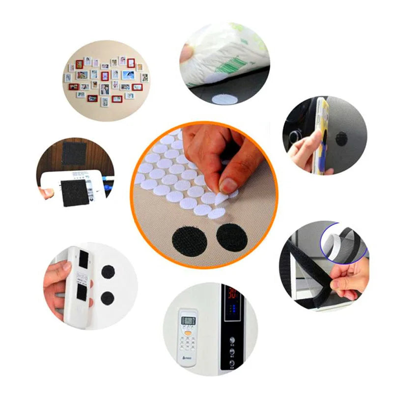 Wholesale 10/15/20mm Self Adhesive Fastener Tape white Transparent Dots Disc Adhesive Strong Glue Sticker Round Coins Hook Loop