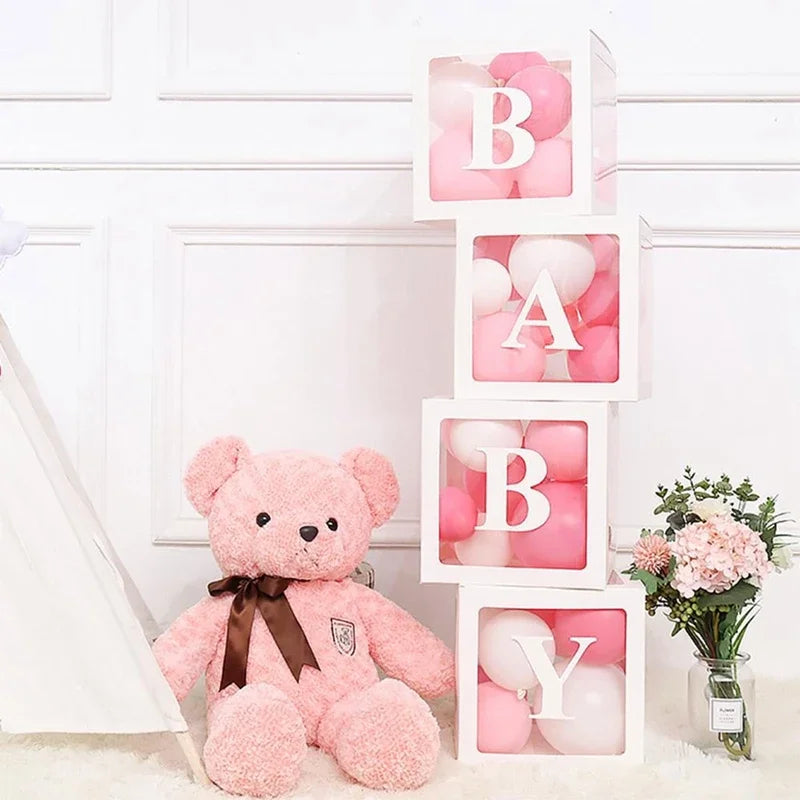 25/30cm Custom Transparent Letter Box A-Z Baby Shower Girl 1st Birthday Party Decoration Kids Wedding Birthday Balloon DIY Box