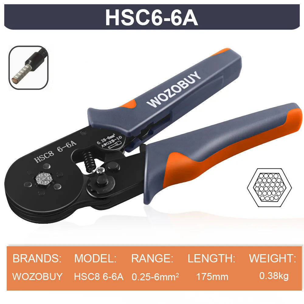 HSC8 6-4A/6-6A Crimping Pliers Kit Y1 Stripping Cutting Plier with Tube Terminal Suit WOZOBUY Brand Electric Tools Set