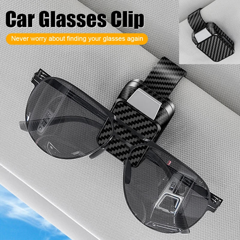Universal Car Sun Visor Glasses Clip Carbon Fiber Portable Eyeglasses Sunglasses Storage Holder Car Interior Accessories