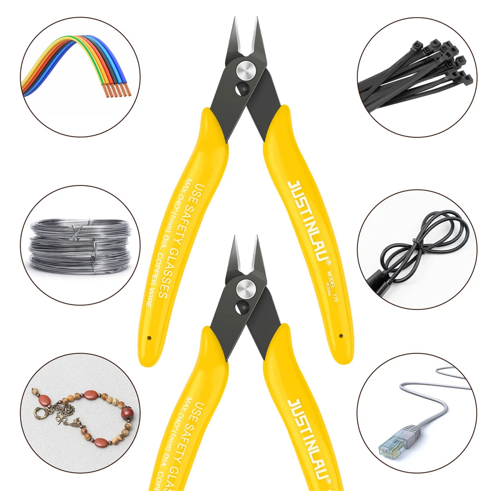 170 Wire Cutter DIY Trimmer Diagonal Side Cutting Cable Nippers Yellow Pliers Hand Mini Snips Flush Nipper Trimmer Hand Tools