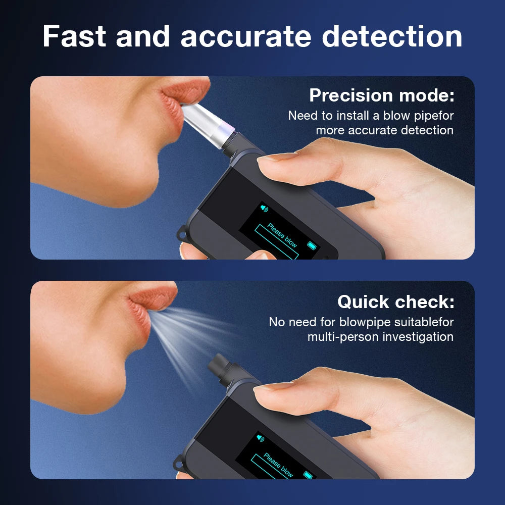 Portable Alcohol Tester Electrochemical Alcohol Detector Professional Breathalyzer LCD Display Drunk Driving Test Alcohol Meter