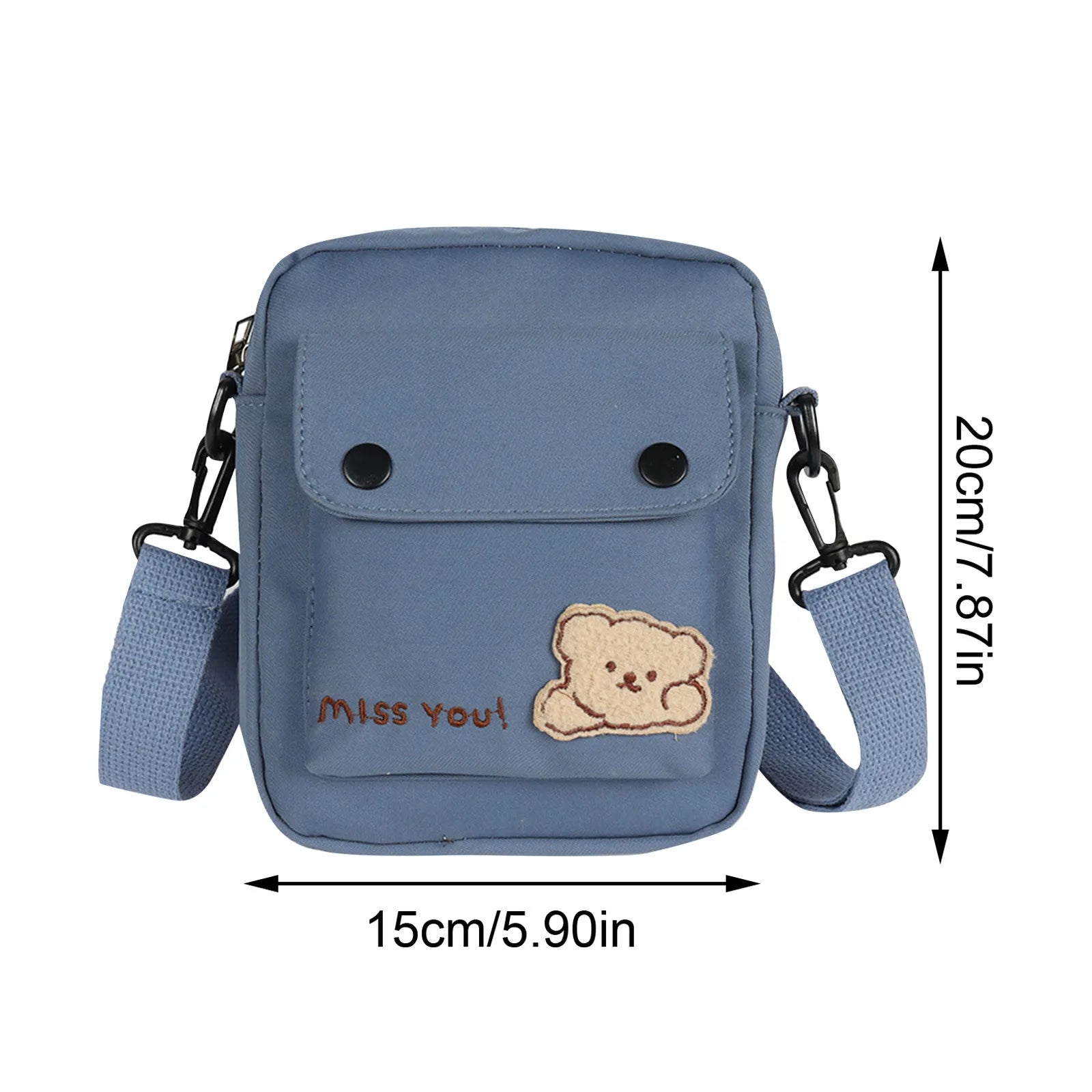 Kawaii Backpack Women'S Cute Versatile Cartoon Bear Canvas Bag College Student Crossbody Bag Backpack Shoulder Bag Purses