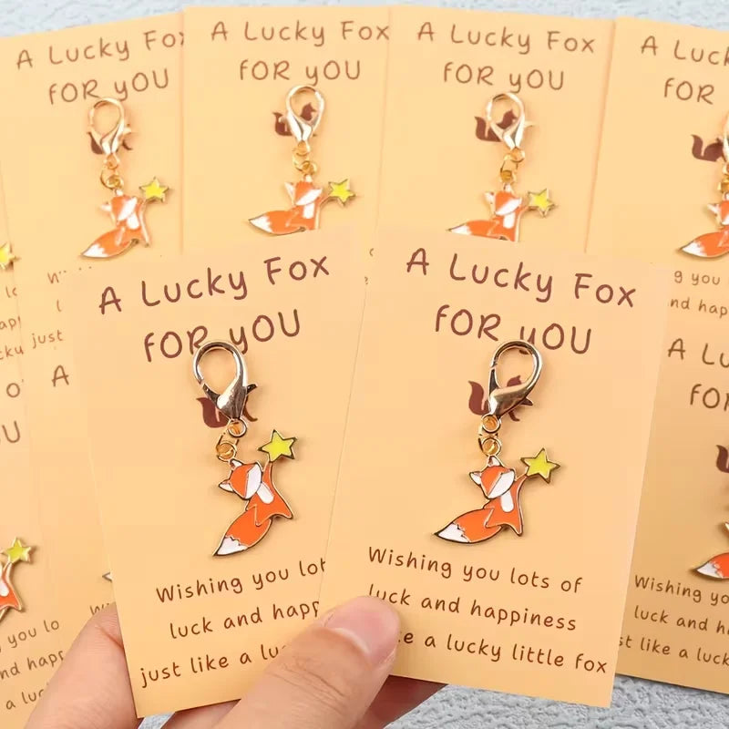 0 Piece/15 Pieces of Lucky Charms, Cute Fox Keychain Set, Comes with a Lucky Story Card, Suitable for New Year, Housewarming, Birthday Wishes, and Other Occasions