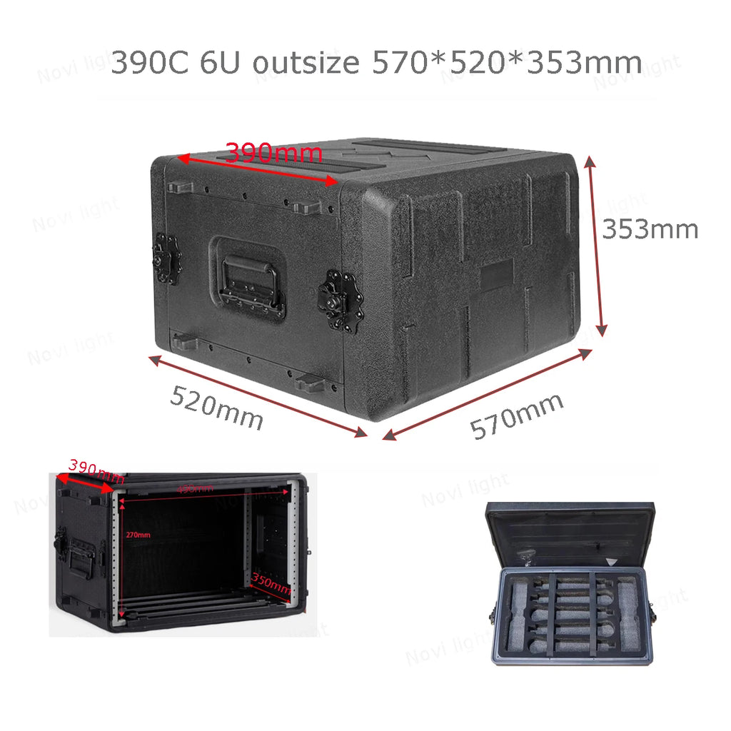 Portable 19-inch Cabinet Main Body Depth 390mm Aviation Box Amplifier Receiver 2U3U4U6U Chassis Rack Microphone Shockproof Case