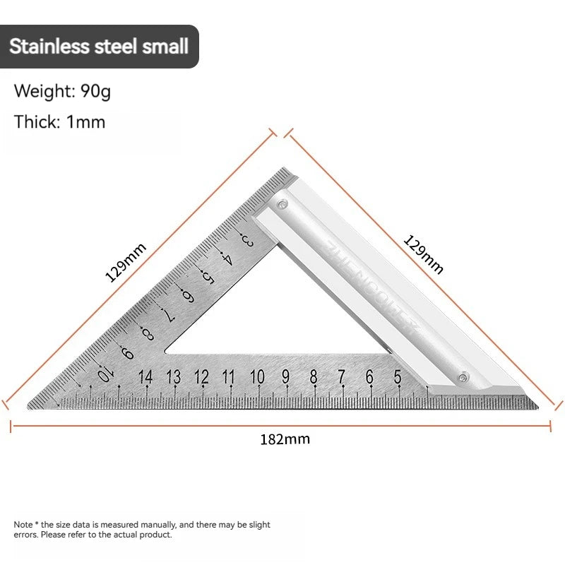 1pcs Triangle Angle Ruler Metric Aluminum Alloy Angle Protractor Triangular Measuring Ruler Woodwork Speed Square Triangle