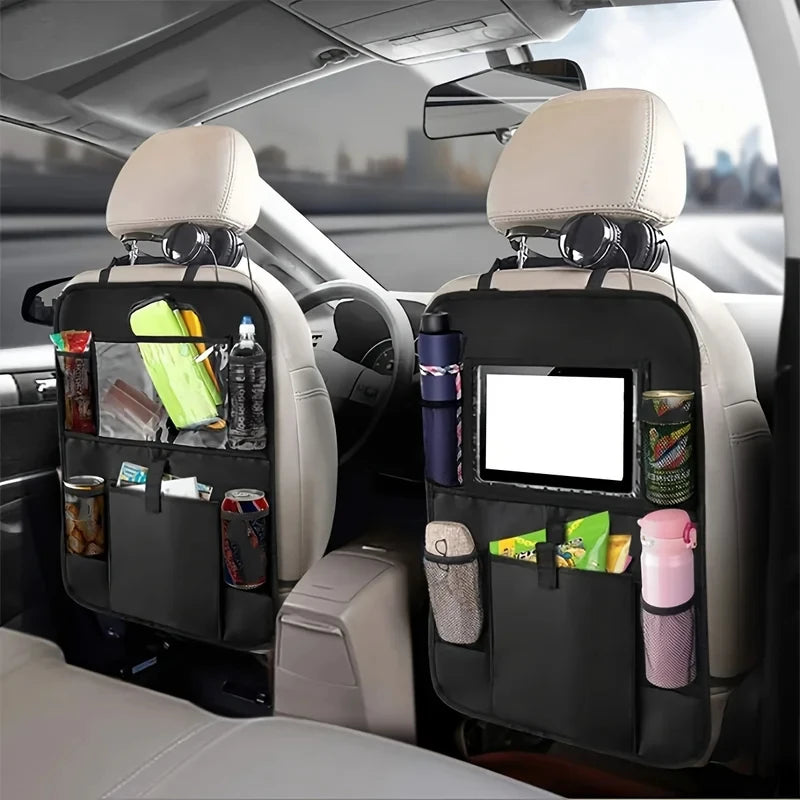 Black Car Backrest Anti-Kick Storage Bag, Car Storage Bag, Seat Back Oxford Cloth Storage Bag, Flat Car Seat Back Bag, 1 PC