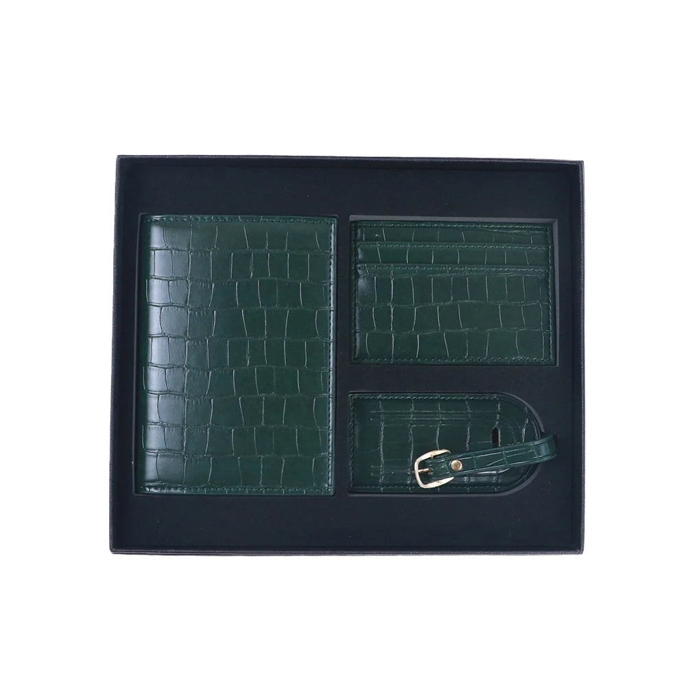 Customized name PU leather luggage tag card bag passport bag gift box zero wallet card bag anti-loss card portable gift
