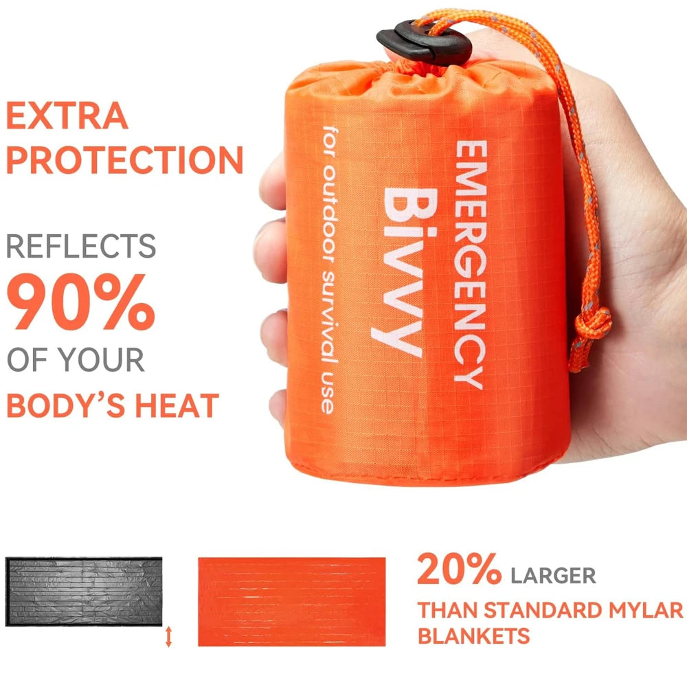 Emergency Sleeping Bag Survival Blanket Thermal Mylar Bivy Sack Lightweight Waterproof Portable Shelter For Camping Hiking